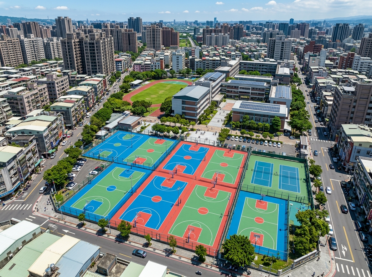 成都市混合型塑胶跑道硅PU篮球场 - 方案